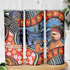Dad and Son Footprint Father's Day Personalised Skinny Tumbler Australian Aboriginal Art