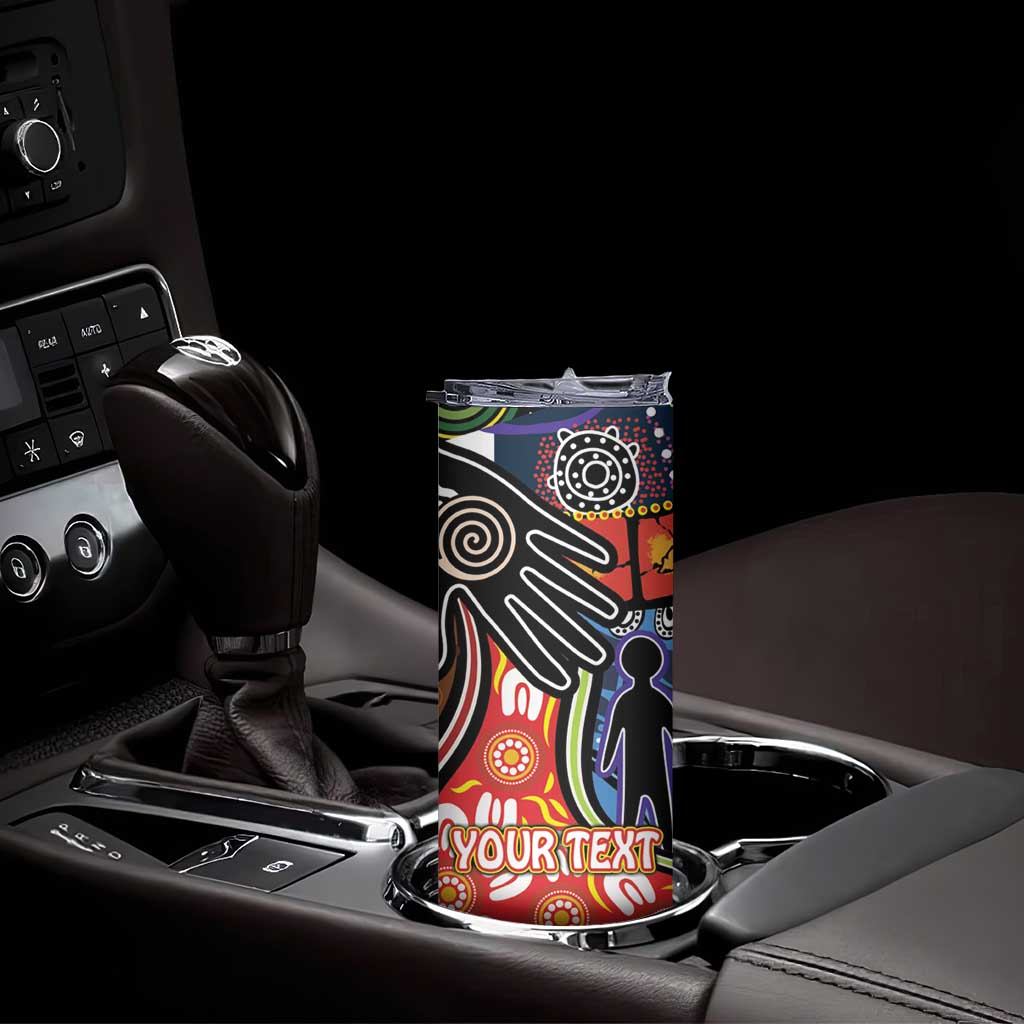 Dad and Son Footprint Father's Day Personalised Skinny Tumbler Australian Aboriginal Art