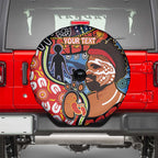 Dad and Son Footprint Father's Day Personalised Spare Tire Cover Australian Aboriginal Art