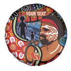 Dad and Son Footprint Father's Day Personalised Spare Tire Cover Australian Aboriginal Art