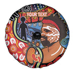 Dad and Son Footprint Father's Day Personalised Spare Tire Cover Australian Aboriginal Art