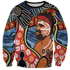 Dad and Son Footprint Father's Day Personalised Sweatshirt Australian Aboriginal Art