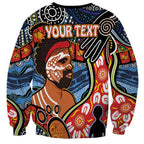 Dad and Son Footprint Father's Day Personalised Sweatshirt Australian Aboriginal Art