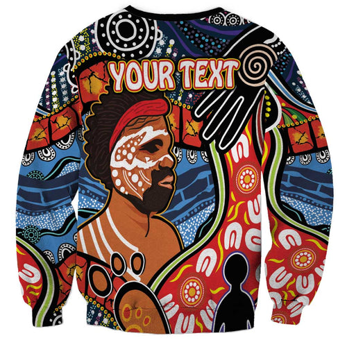 Dad and Son Footprint Father's Day Personalised Sweatshirt Australian Aboriginal Art