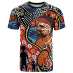 Dad and Son Footprint Father's Day Personalised T Shirt Australian Aboriginal Art