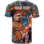 Dad and Son Footprint Father's Day Personalised T Shirt Australian Aboriginal Art