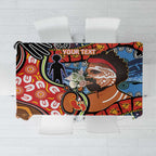 Dad and Son Footprint Father's Day Personalised Tablecloth Australian Aboriginal Art