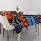 Dad and Son Footprint Father's Day Personalised Tablecloth Australian Aboriginal Art