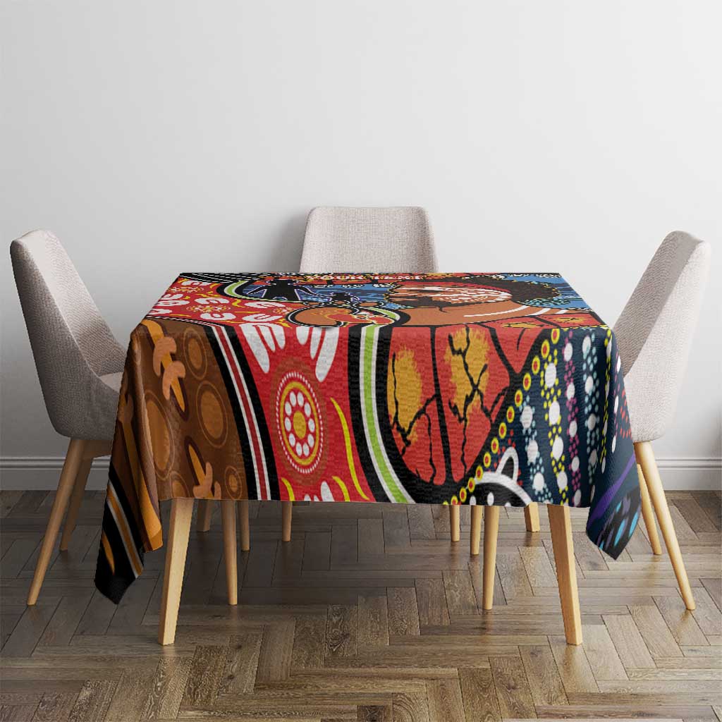 Dad and Son Footprint Father's Day Personalised Tablecloth Australian Aboriginal Art