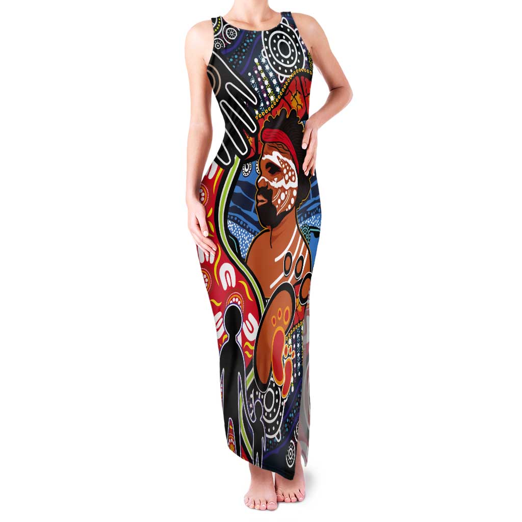 Dad and Son Footprint Father's Day Personalised Tank Maxi Dress Australian Aboriginal Art
