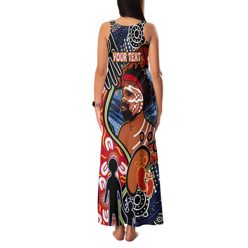 Dad and Son Footprint Father's Day Personalised Tank Maxi Dress Australian Aboriginal Art