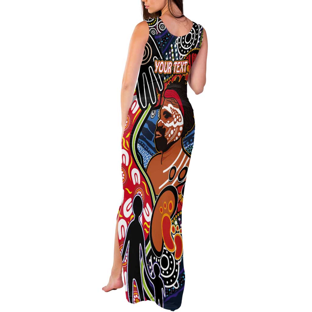 Dad and Son Footprint Father's Day Personalised Tank Maxi Dress Australian Aboriginal Art