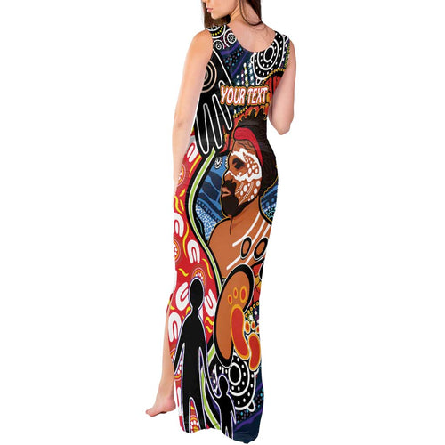 Dad and Son Footprint Father's Day Personalised Tank Maxi Dress Australian Aboriginal Art