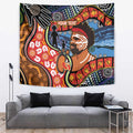 Dad and Son Footprint Father's Day Personalised Tapestry Australian Aboriginal Art