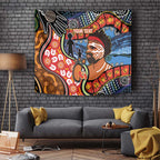 Dad and Son Footprint Father's Day Personalised Tapestry Australian Aboriginal Art