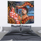 Dad and Son Footprint Father's Day Personalised Tapestry Australian Aboriginal Art