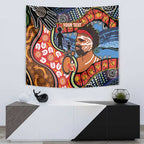 Dad and Son Footprint Father's Day Personalised Tapestry Australian Aboriginal Art