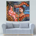 Dad and Son Footprint Father's Day Personalised Tapestry Australian Aboriginal Art
