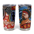 Dad and Son Footprint Father's Day Personalised Tumbler Cup Australian Aboriginal Art