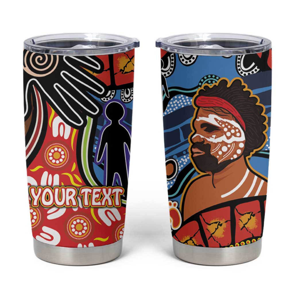 Dad and Son Footprint Father's Day Personalised Tumbler Cup Australian Aboriginal Art