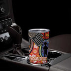 Dad and Son Footprint Father's Day Personalised Tumbler Cup Australian Aboriginal Art