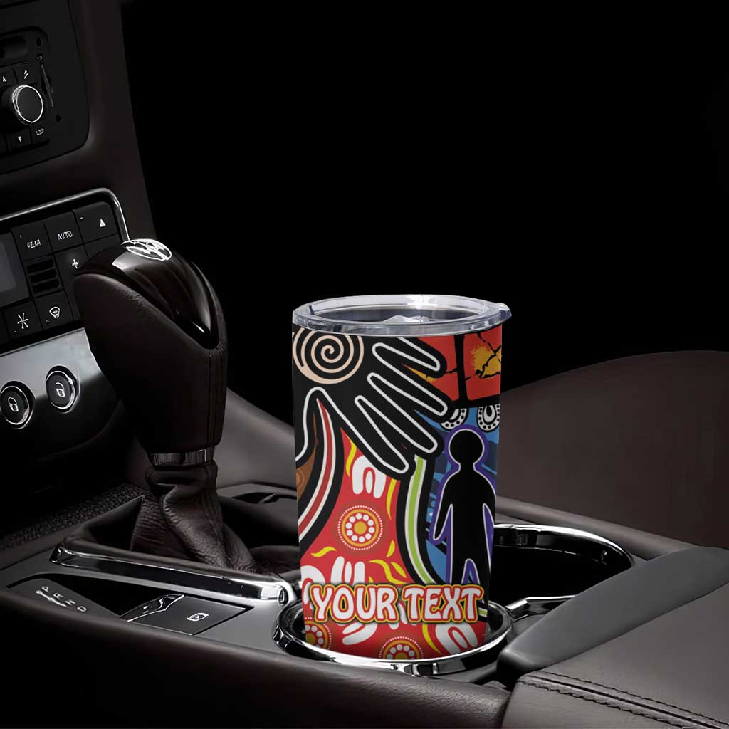 Dad and Son Footprint Father's Day Personalised Tumbler Cup Australian Aboriginal Art
