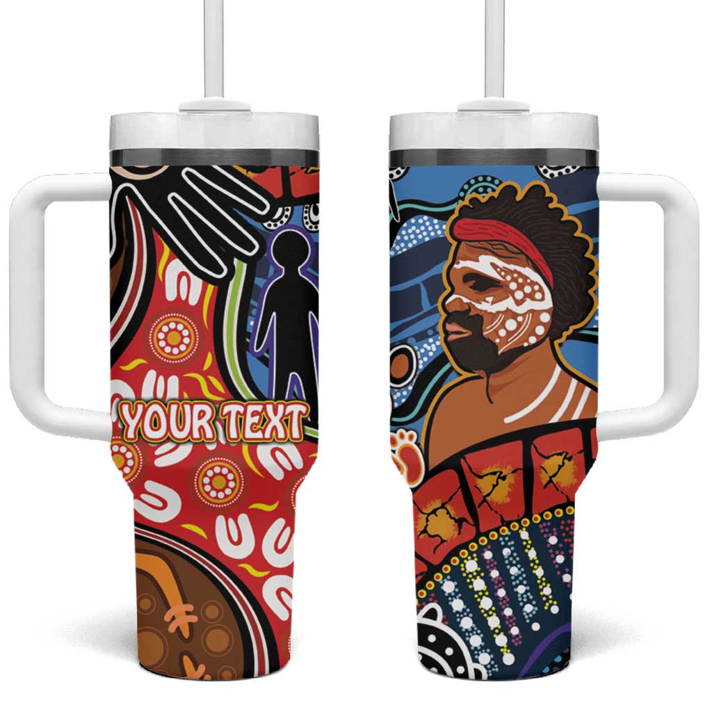 Dad and Son Footprint Father's Day Personalised Tumbler With Handle Australian Aboriginal Art