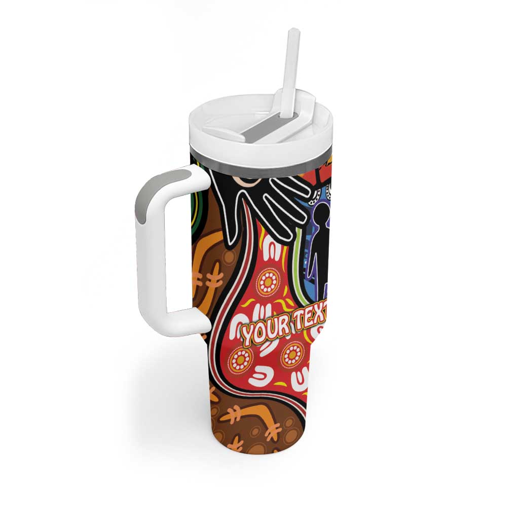 Dad and Son Footprint Father's Day Personalised Tumbler With Handle Australian Aboriginal Art