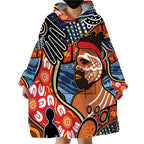 Dad and Son Footprint Father's Day Personalised Wearable Blanket Hoodie Australian Aboriginal Art