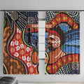 Dad and Son Footprint Father's Day Personalised Window Curtain Australian Aboriginal Art