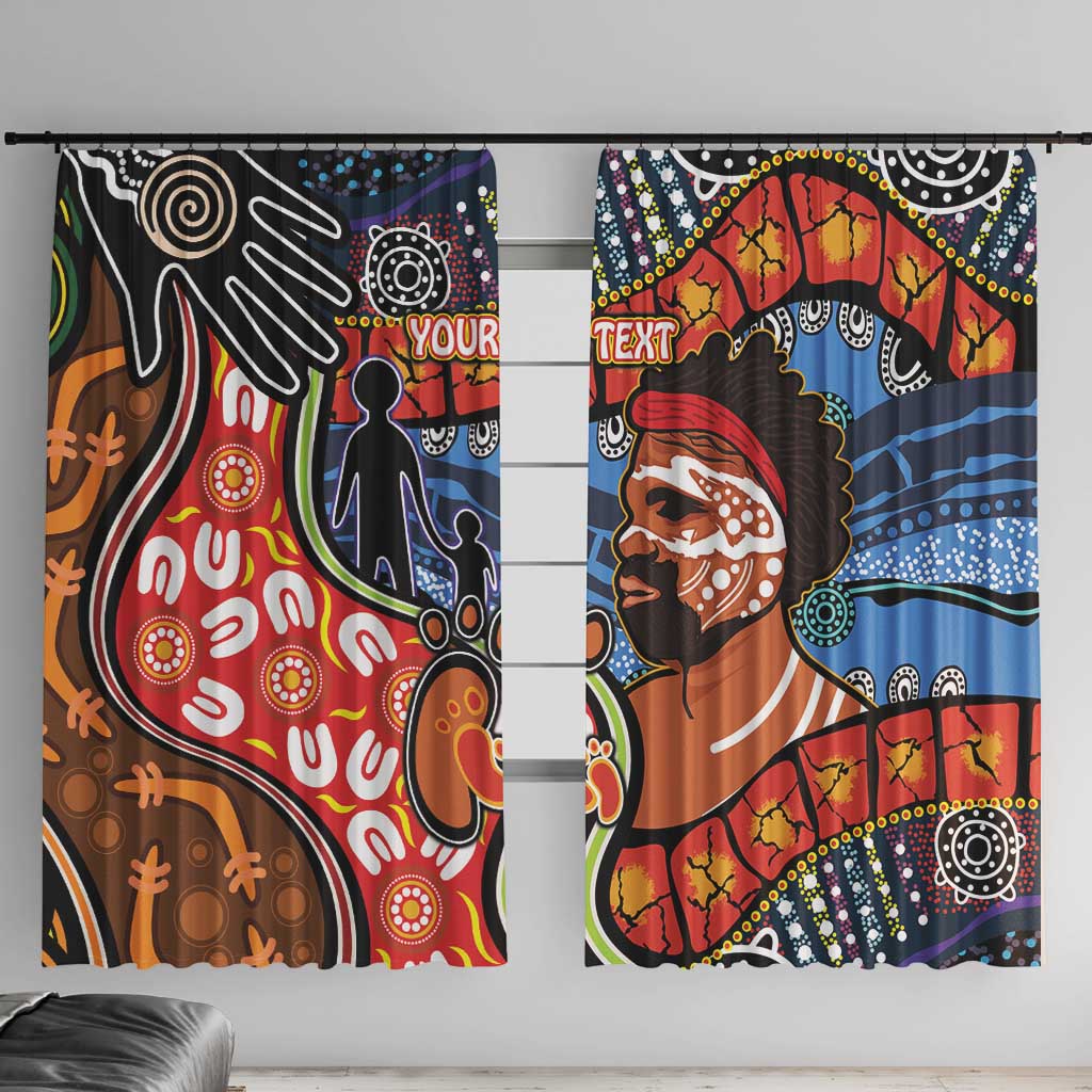 Dad and Son Footprint Father's Day Personalised Window Curtain Australian Aboriginal Art