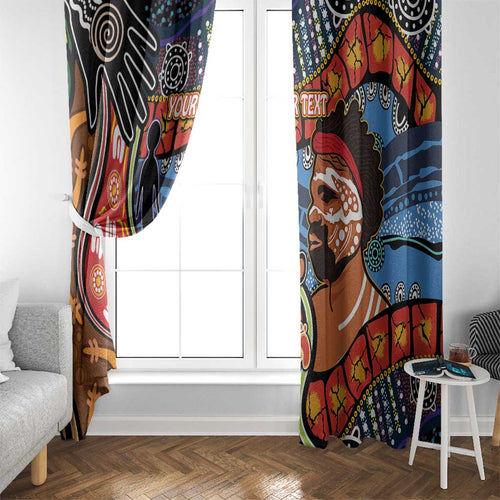 Dad and Son Footprint Father's Day Personalised Window Curtain Australian Aboriginal Art