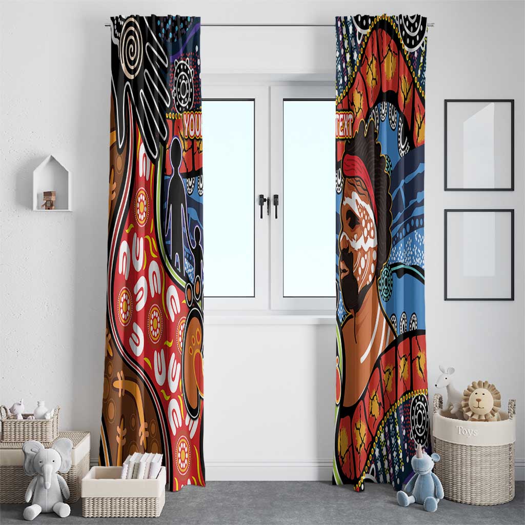 Dad and Son Footprint Father's Day Personalised Window Curtain Australian Aboriginal Art