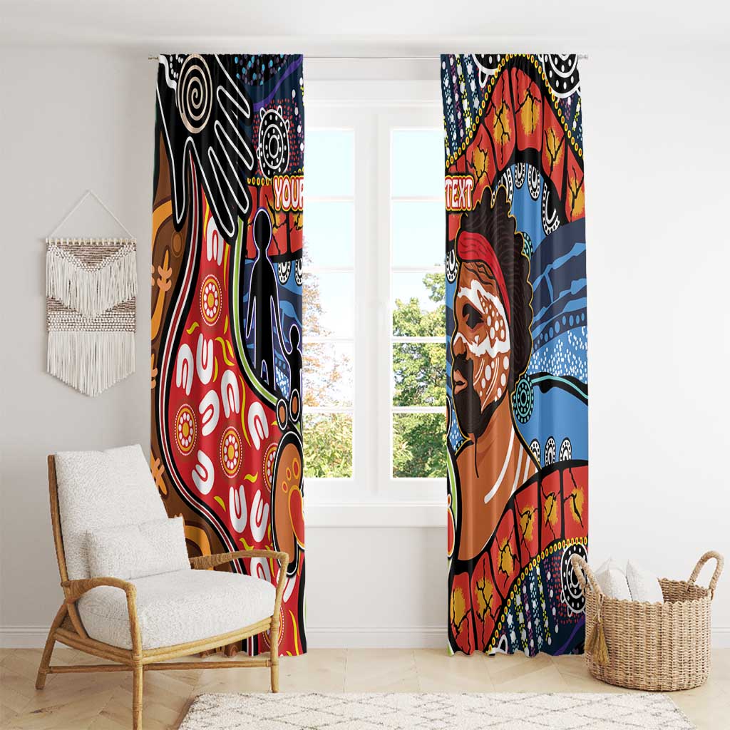 Dad and Son Footprint Father's Day Personalised Window Curtain Australian Aboriginal Art