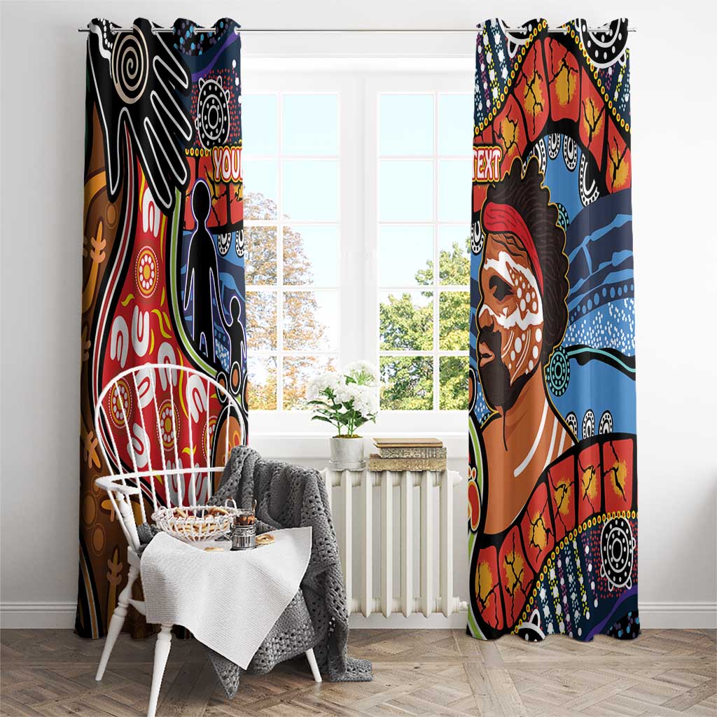 Dad and Son Footprint Father's Day Personalised Window Curtain Australian Aboriginal Art