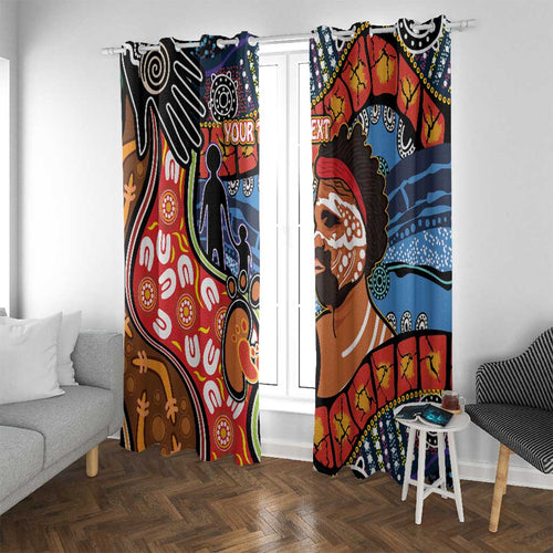 Dad and Son Footprint Father's Day Personalised Window Curtain Australian Aboriginal Art