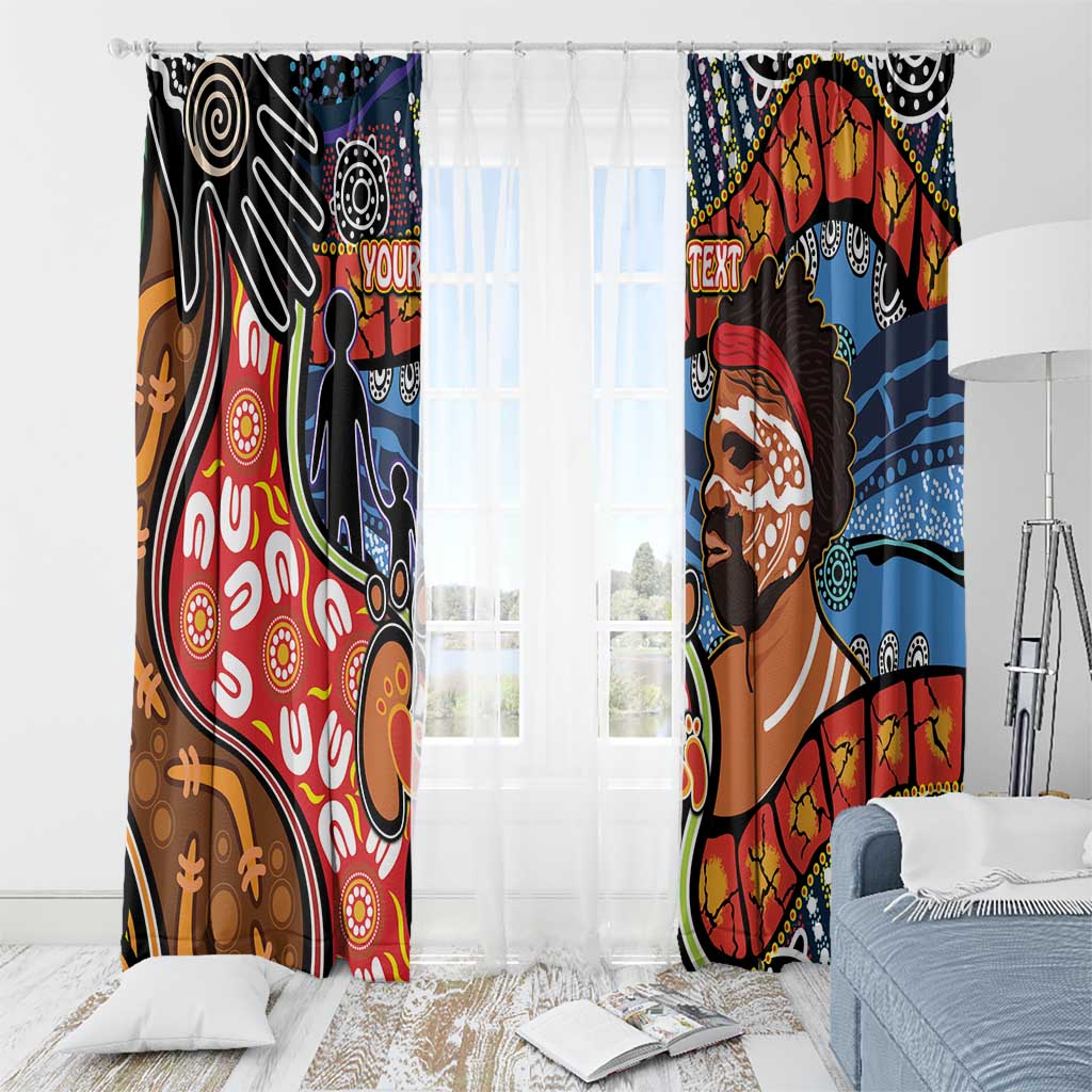 Dad and Son Footprint Father's Day Personalised Window Curtain Australian Aboriginal Art
