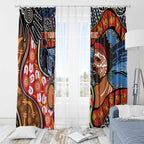 Dad and Son Footprint Father's Day Personalised Window Curtain Australian Aboriginal Art