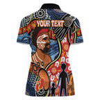 Dad and Son Footprint Father's Day Personalised Women Polo Shirt Australian Aboriginal Art