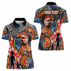 Dad and Son Footprint Father's Day Personalised Women Polo Shirt Australian Aboriginal Art