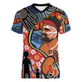 Dad and Son Footprint Father's Day Personalised Women V-Neck T-Shirt Australian Aboriginal Art