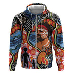 Dad and Son Footprint Father's Day Personalised Zip Hoodie Australian Aboriginal Art