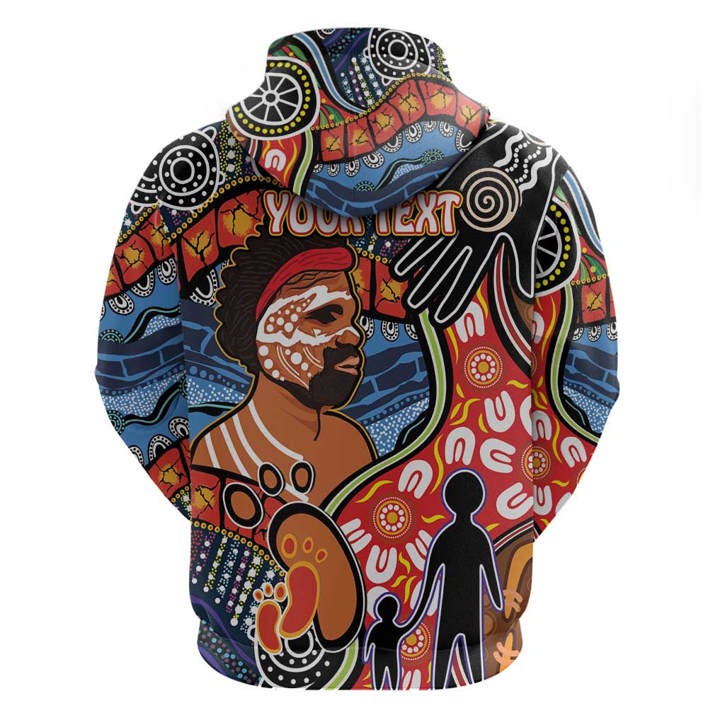 Dad and Son Footprint Father's Day Personalised Zip Hoodie Australian Aboriginal Art