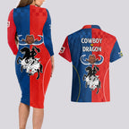 nrl-cowboys-combine-dragon-rugby-couples-matching-long-sleeve-bodycon-dress-and-hawaiian-shirt-sporty-style