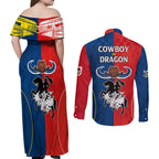 nrl-cowboys-combine-dragon-rugby-couples-matching-off-shoulder-maxi-dress-and-long-sleeve-button-shirts-sporty-style