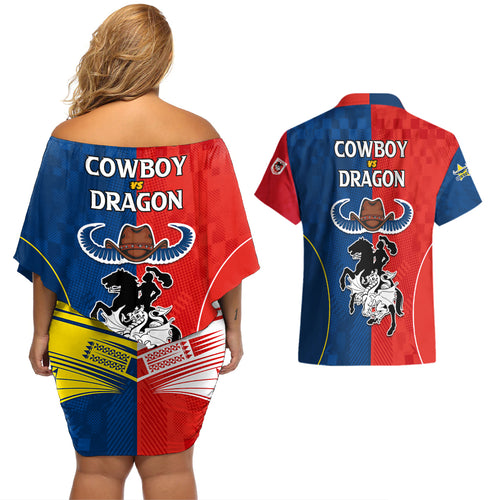 nrl-cowboys-combine-dragon-rugby-couples-matching-off-shoulder-short-dress-and-hawaiian-shirt-sporty-style