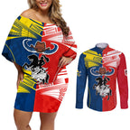 nrl-cowboys-combine-dragon-rugby-couples-matching-off-shoulder-short-dress-and-long-sleeve-button-shirts-sporty-style