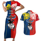 nrl-cowboys-combine-dragon-rugby-couples-matching-short-sleeve-bodycon-dress-and-hawaiian-shirt-sporty-style