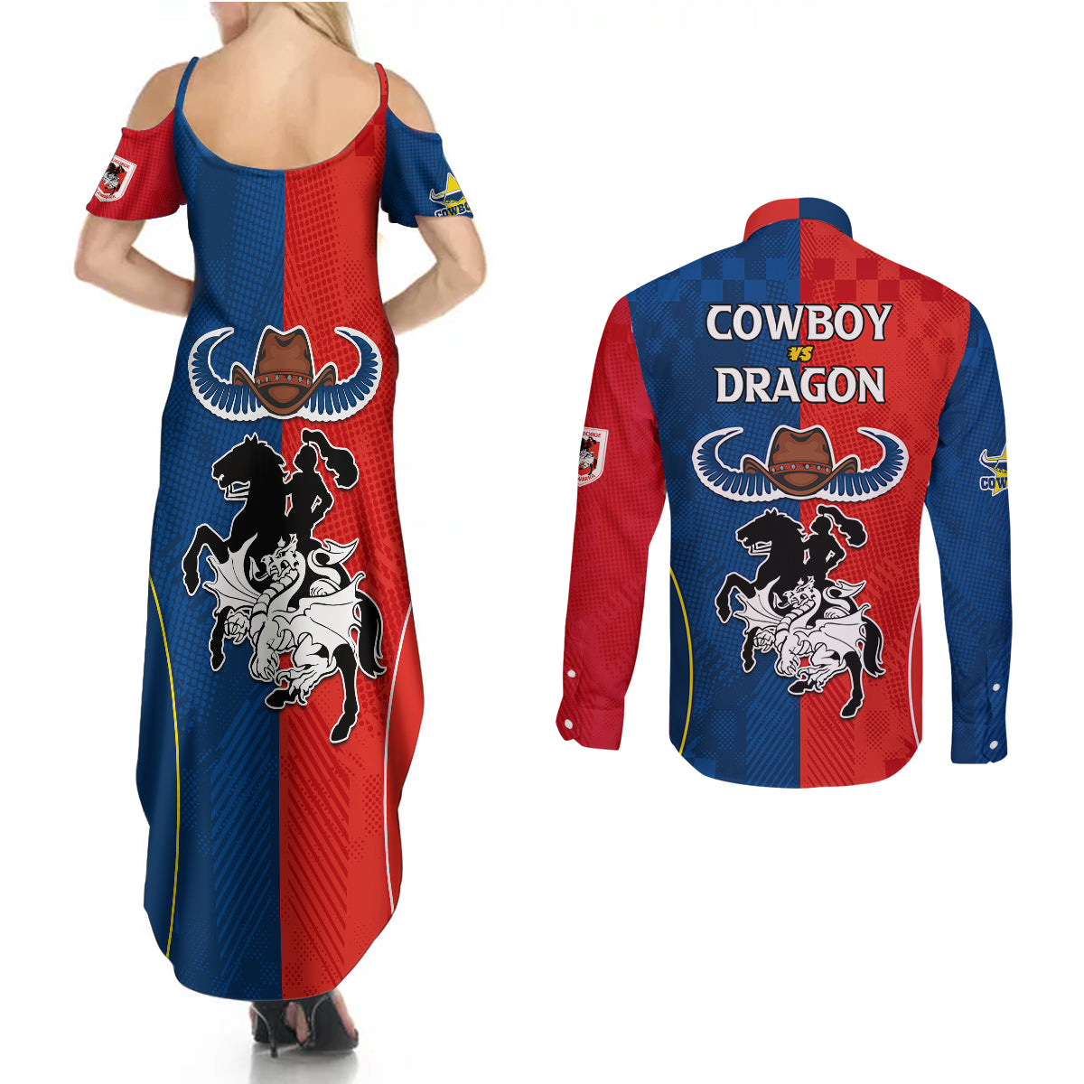 nrl-cowboys-combine-dragon-rugby-couples-matching-summer-maxi-dress-and-long-sleeve-button-shirts-sporty-style