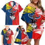 nrl-cowboys-combine-dragon-rugby-family-matching-off-shoulder-short-dress-and-hawaiian-shirt-sporty-style